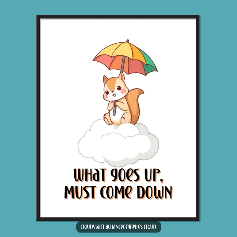 Funny Free Printable Wall Art: Squirrel Upside Down Umbrella Decor