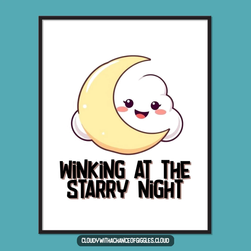 Funny Free Printable Wall Art: Whimsical Moon Cloud, Playful Downloadable Art for a Quirky Touch