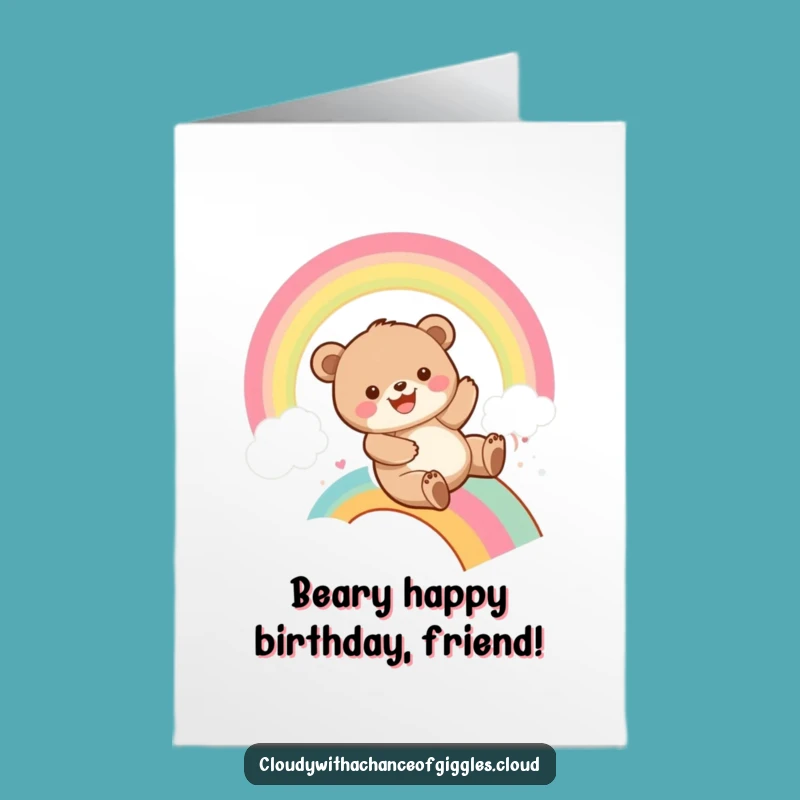 Free Printable Bear Cub Birthday Card: Slide into Fun! Hilarious Downloadable Gift for a Great Day.