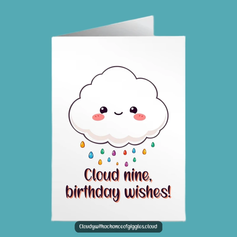 Free Printable Birthday Card: Cheerful Cloud Raining Joy for a Downloadable Gift