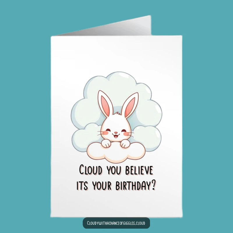 Free Printable Birthday Card: Funny Bunny Cloud Peek, Downloadable, Perfect for a Cute & Humorous Surprise