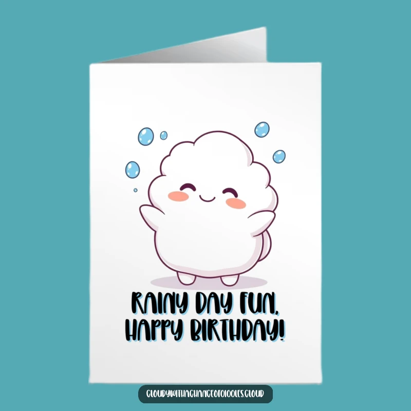 Free Printable Birthday Card: Funny Cloud Juggling Raindrops