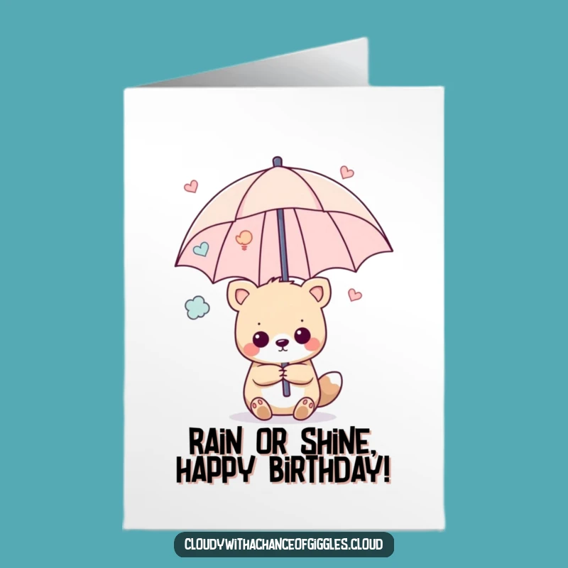 Free Printable Birthday Card: Happy Thoughts Umbrella Animal - Downloadable Joyful Wishes!