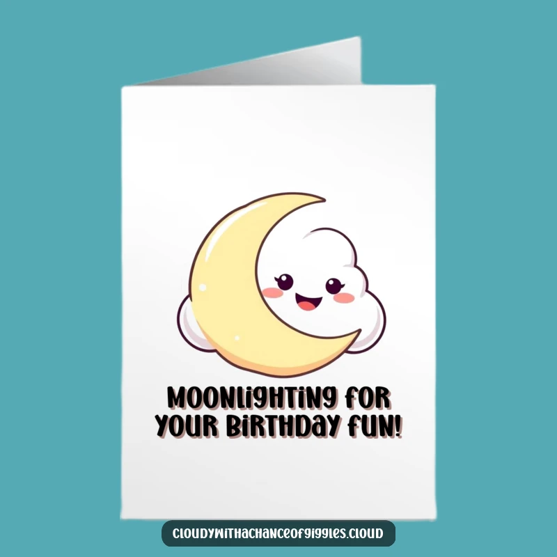 Free Printable Birthday Card: Mischievous Moon Cloud, Funny Surprise Downloadable Gift Idea