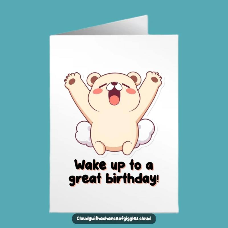 Free Printable Birthday Card: Sleepy Bear Cloud Yawn, Cozy Downloadable for a Relaxing Day