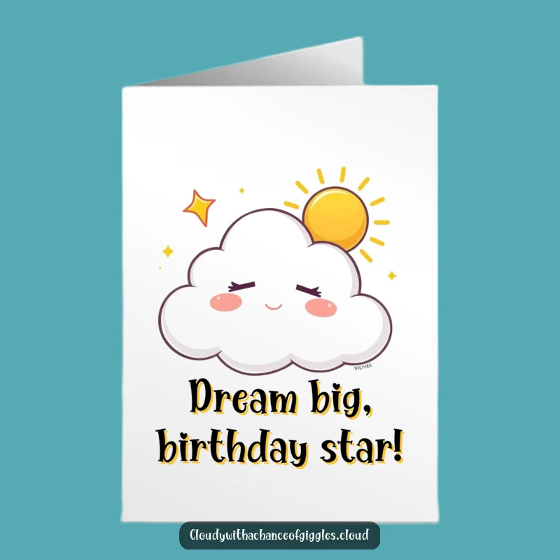 Free Printable Birthday Card: Sleepy Cloud Dreams Greeting