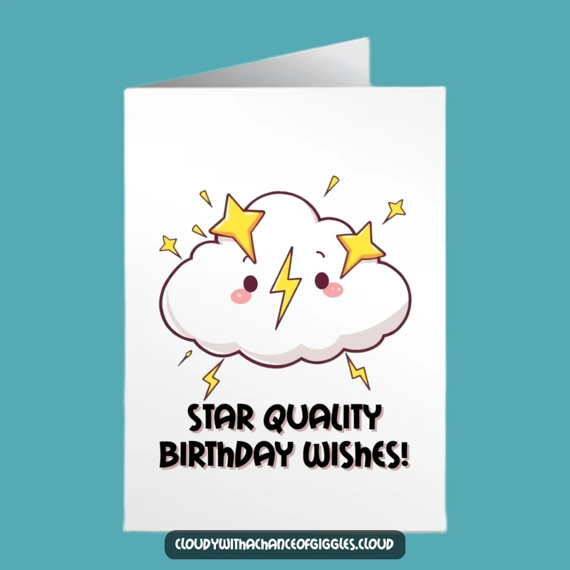 Free Printable Birthday Card: Star Lightning Cloud for an Electrifying Celebration