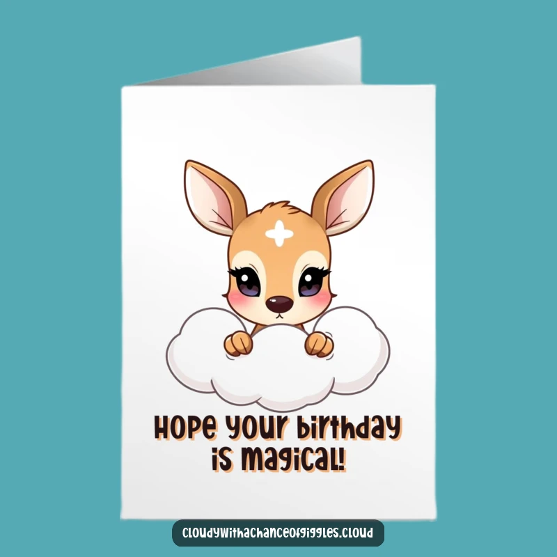 Free Printable Funny Deer Birthday Card - Shy Cloud Peek Downloadable Gift