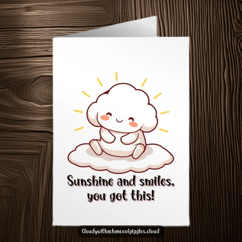 Funny Free Printable Birthday Card: Cloud animal stretches happily on a sunbeam, embodying pure relaxation and joy.