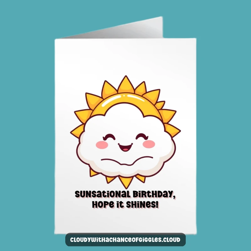 Free Printable Sun Birthday Card: Happy Cloud Peek, Funny Downloadable Gift for a Bright Day