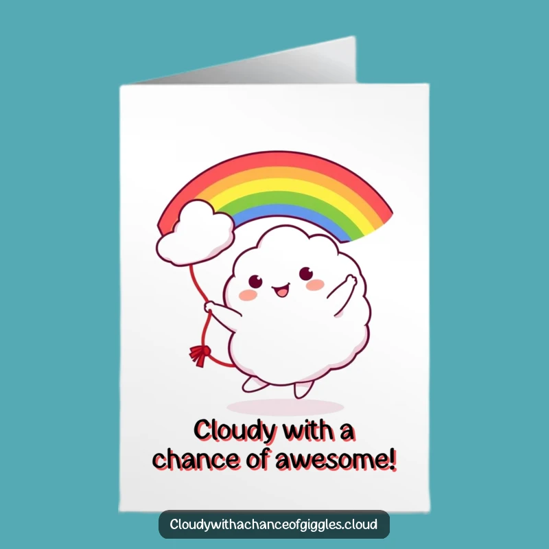 Funny Free Printable Birthday Card: Cute Cloud Rainbow Jump Rope Humor Downloadable Gift