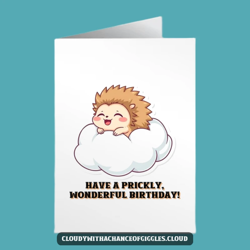 Free Printable Birthday Card: Happy Hedgehog Cloud - Fun Downloadable Gift!