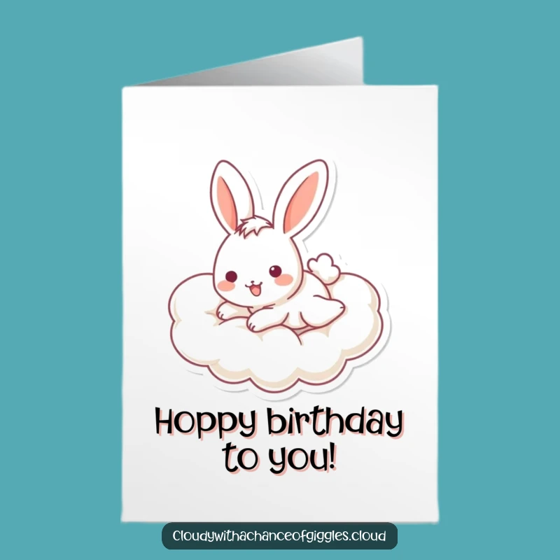 Free Printable Birthday Card: Playful Bunny Cloud - Fun Downloadable Gift!