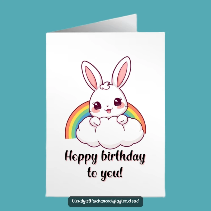Free Printable Birthday Card: Bunny's Rainbow Wish for a Downloadable Gift