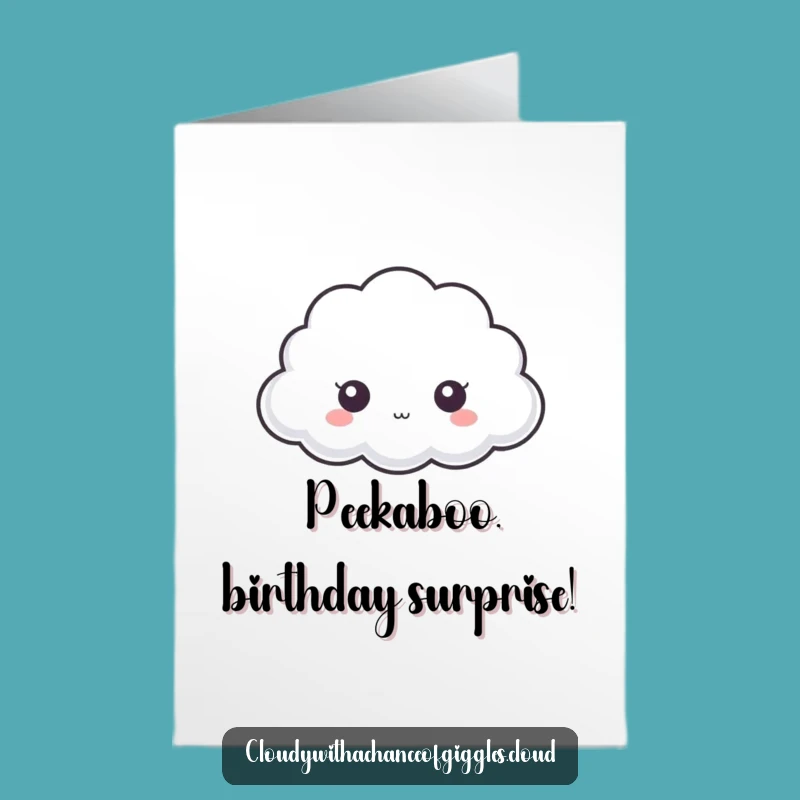 Free Printable Birthday Card: Shy Cloud Peeking for a Sweet Surprise