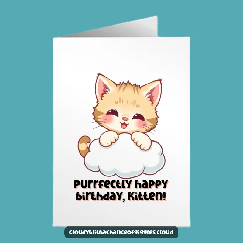 Free Printable Kitten Cloud Card - Playful Downloadable Birthday Greeting