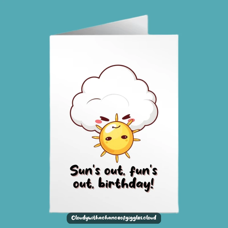 Free Printable Birthday Card: Mischievous Cloud Grin, Funny Downloadable Gift