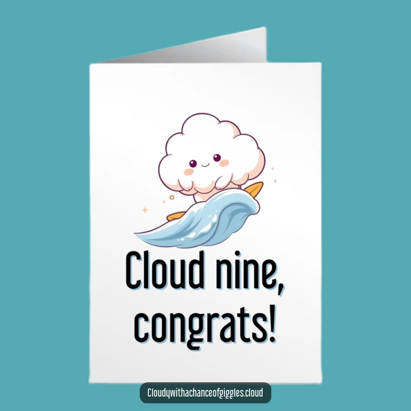 Free Printable Congrats Card: Surfing Cloud - Funny Downloadable