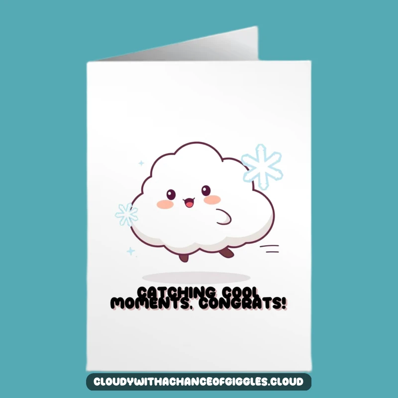 Congrats Free Printable Card: Cloud Animal Chasing Snowy Success