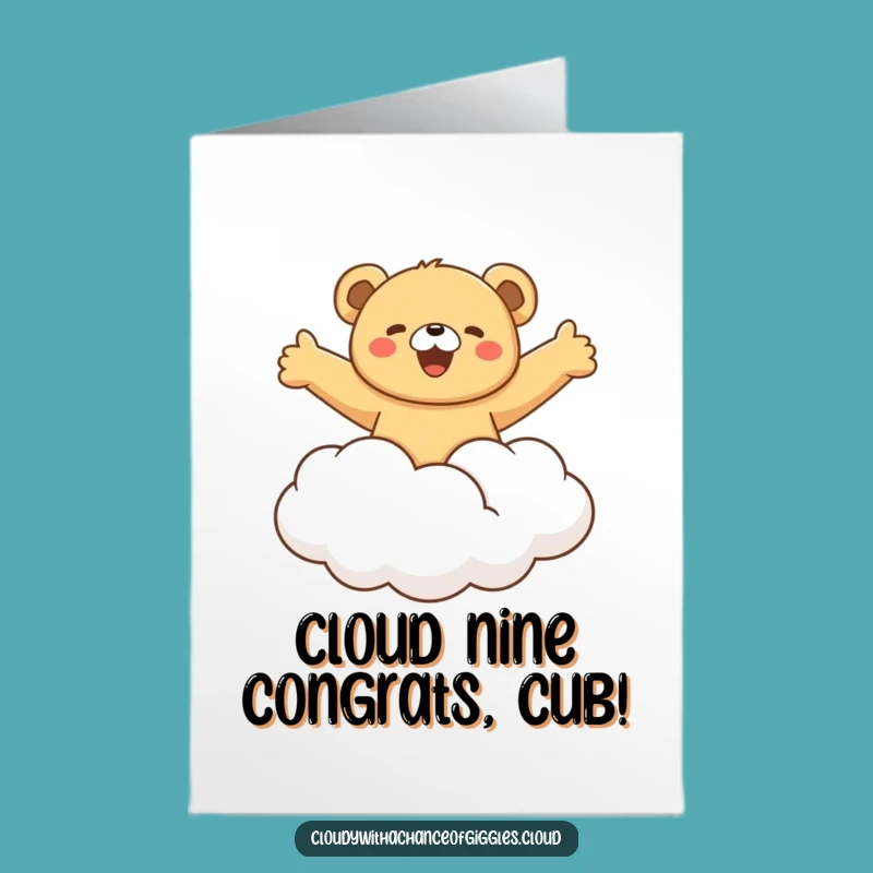 Free Printable Bear Cub Congratulations Card: Cloud Ride for a Dreamy DIY Success
