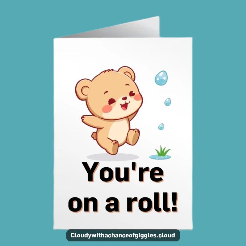 Free Printable Congrats Card: Bear Cub's Leap! A Cheerful Downloadable Gift.