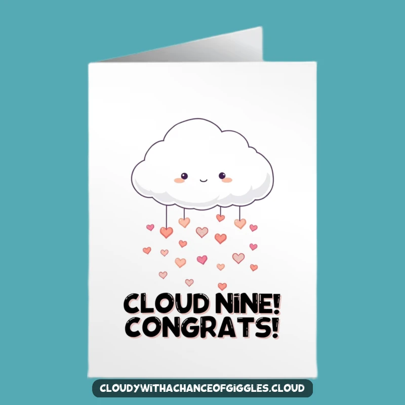 Free Printable Congrats Card: Cloud Raining Hearts Downloadable Gift