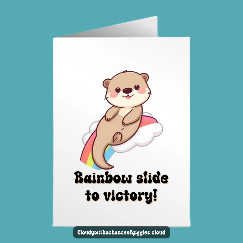 Free Printable Congrats Card: Otter Rainbow Slide, Perfect DIY Gift