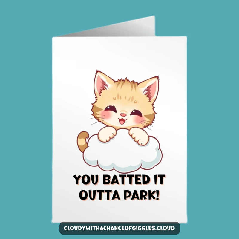 Free Printable Kitten Cloud Congrats Card - Adorable Downloadable Celebration
