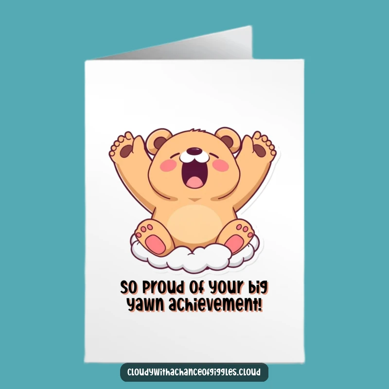 Funny Free Printable Congrats Card: Relaxed Bear Cloud Cheers
