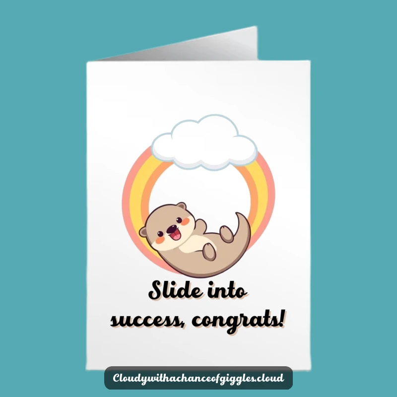 Free Printable Otter Rainbow Slide Congratulations Card - Joyful Downloadable Success Gift