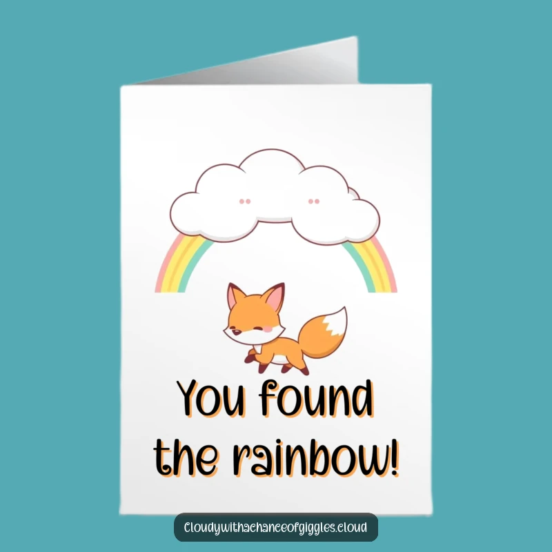 Free Printable Congrats Card: Fox Rainbow Chase, Festive Downloadable Gift