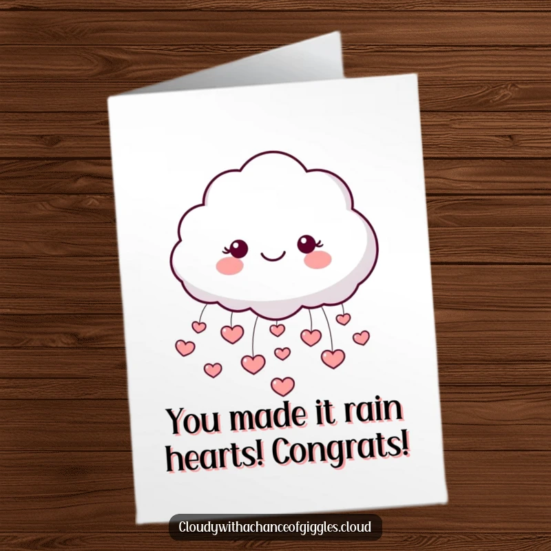 Funny Free Printable Congratulations Card: A beaming cloud showering tiny hearts, celebrating achievements with adorable charm.