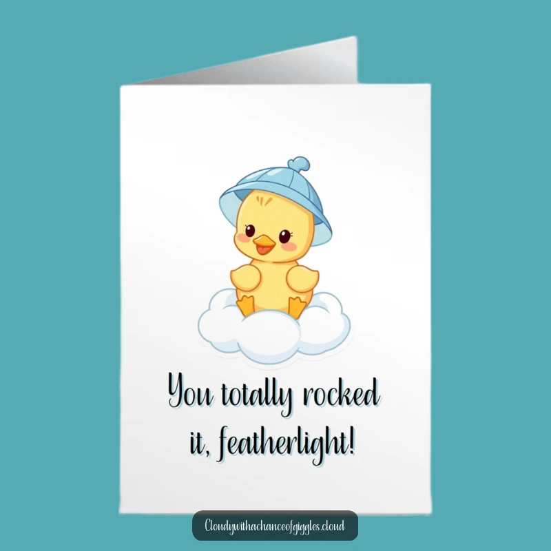 Free Printable Congrats Card: Funny Duckling Floating Cloud, Perfect DIY Gift