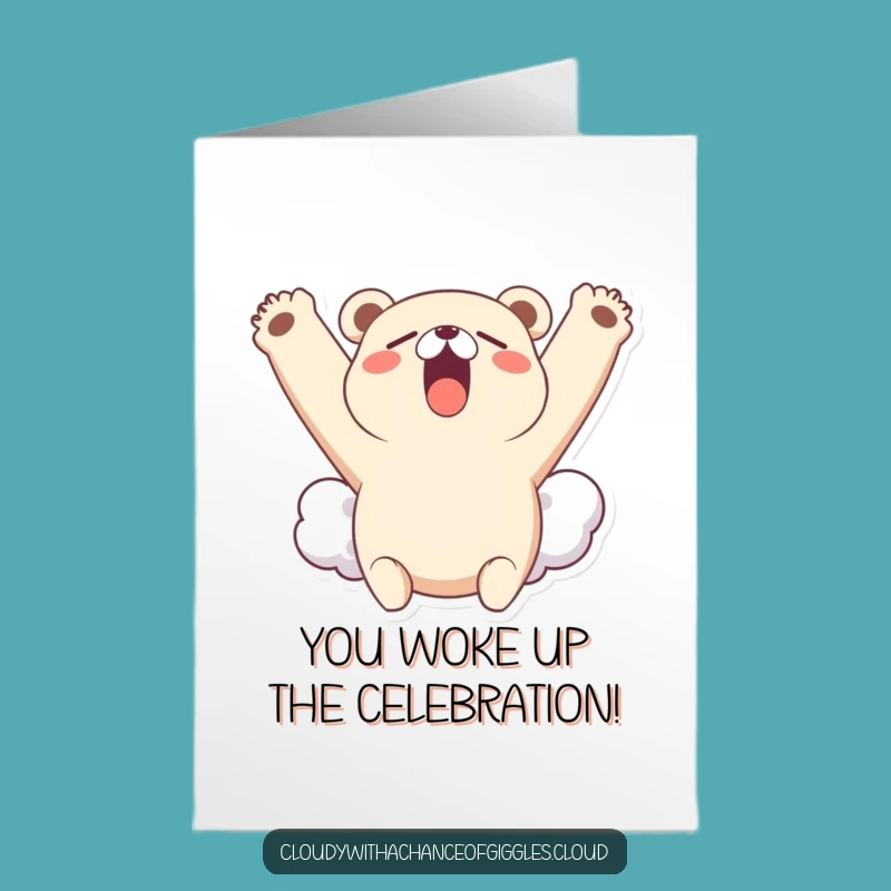 Free Printable Congrats Card: Cozy Bear Cloud Yawn, Relaxing Downloadable for Big Moments