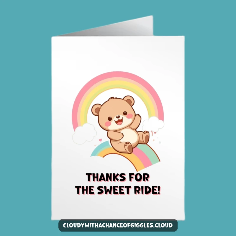 Free Printable Bear Cub Thank You Card: Rainbow Gratitude! A Funny Downloadable Gift for Your Favorite People.