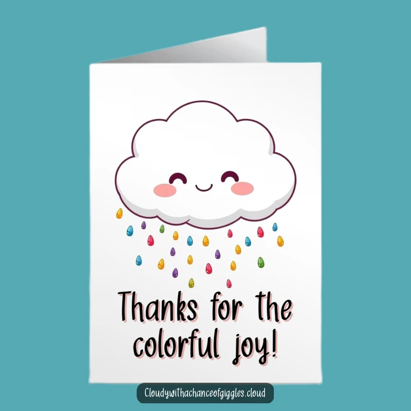 Free Printable Kawaii Cloud Thank You Card - Funny Raindrops Downloadable