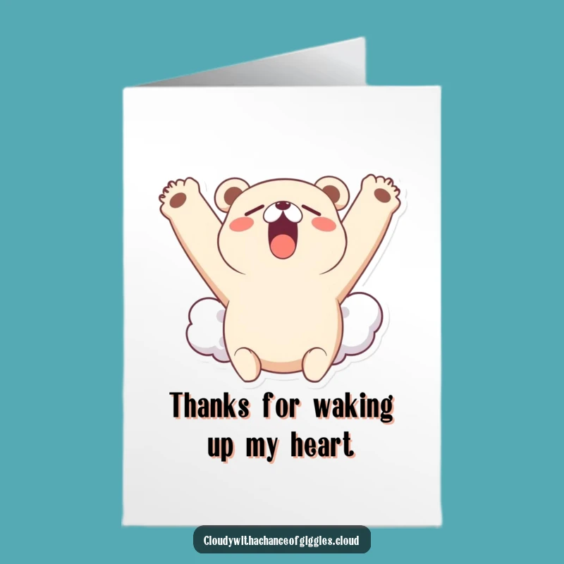 Free Printable Thank You Card: Gentle Bear Cloud Yawn, Calm Downloadable for Your Gratitude
