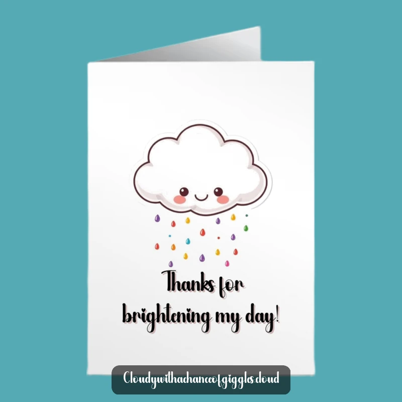 Free Printable Thank You Card: Happy Cloud Raining Thanks, Downloadable Gift