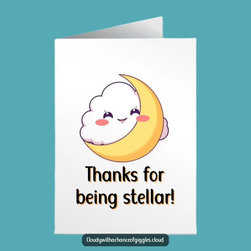 Funny Free Printable Thank You Card: Grateful Moon Cloud