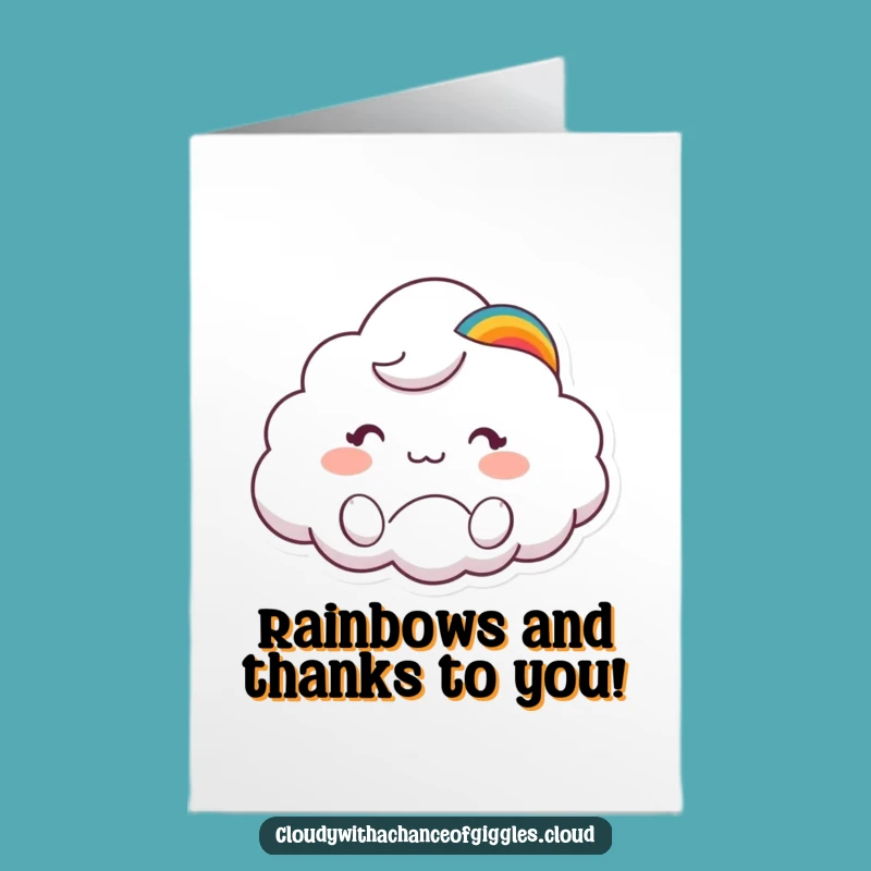 Thank You Free Printable Card: Cute Cloud Animal Rainbow Waves