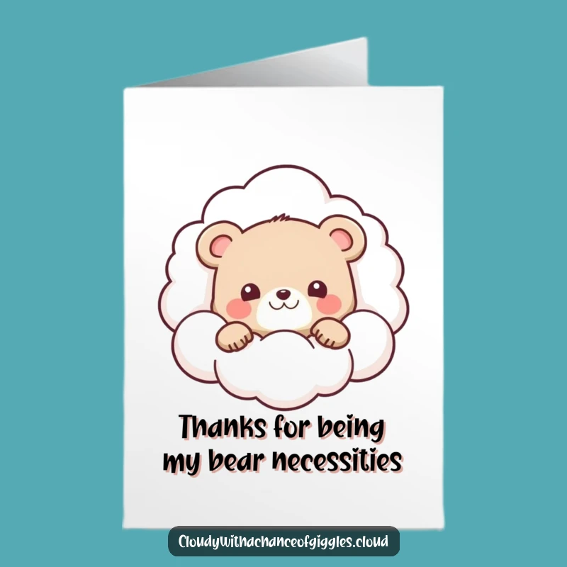 Sweet Free Printable Thank You Card: Bear Cub's Grateful Peek