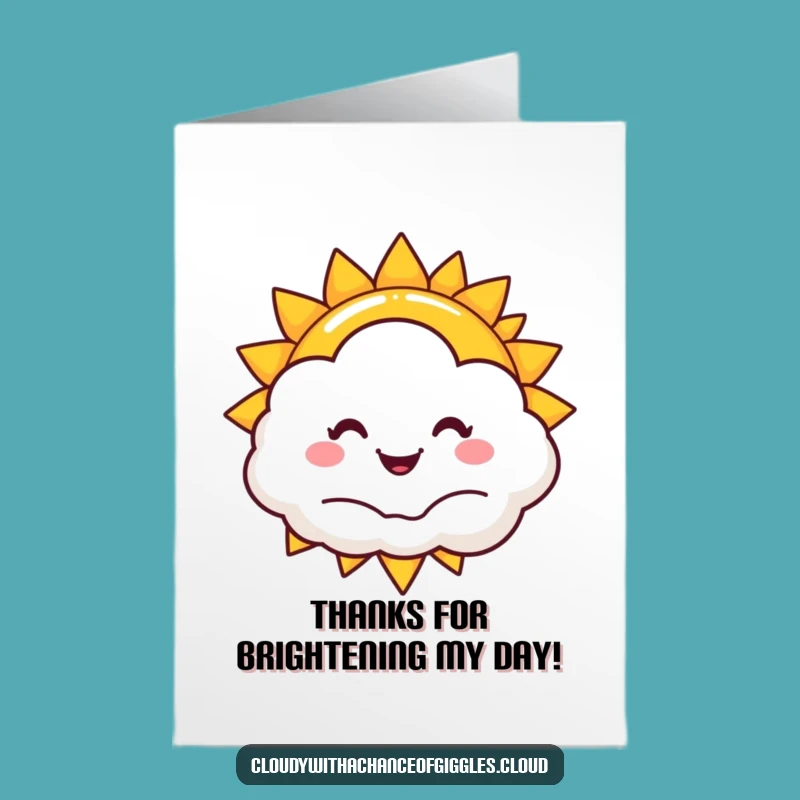 Free Printable Sun Thank You Card: Happy Cloud Gratitude, Funny Downloadable Gift for Thanks