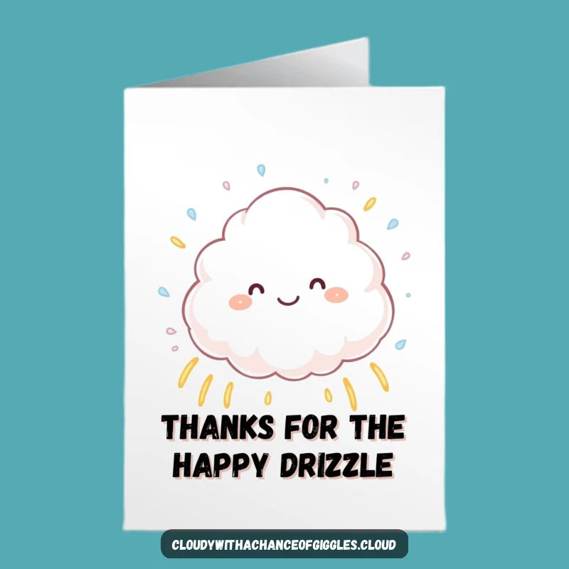 Free Printable Cloud Thank You Card: Rainbow Raindrops for Expressing Gratitude