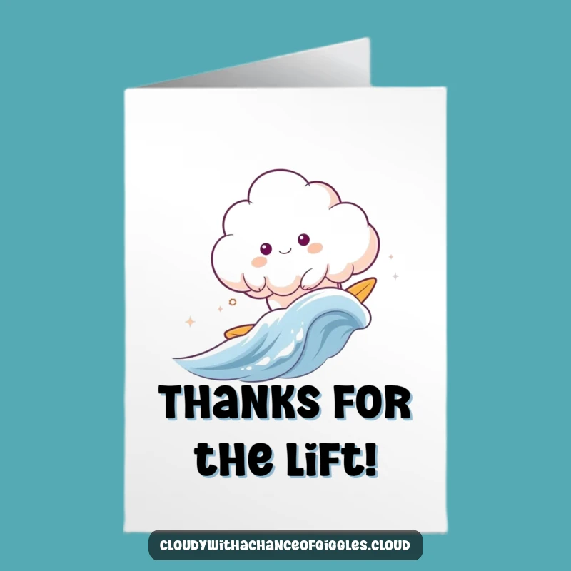 Free Printable Thank You Card: Surfing Cloud - Funny Downloadable