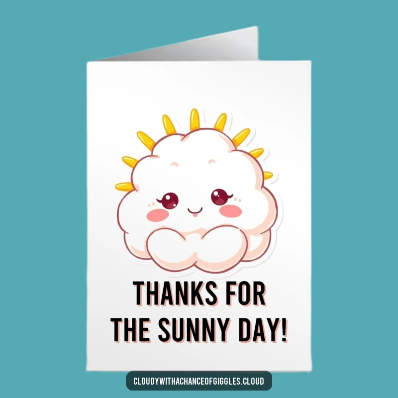 Free Printable Thank You Card: Sunny Cloud - Cheerful Downloadable Gift