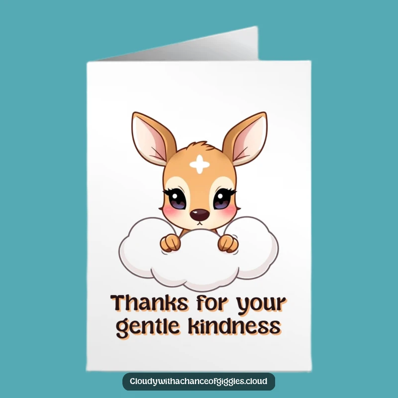 Free Printable Funny Deer Thank You Card - Shy Cloud Peek Downloadable Gift