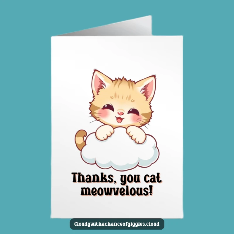 Free Printable Kitten Cloud Thank You Card - Sweet Downloadable Gratitude