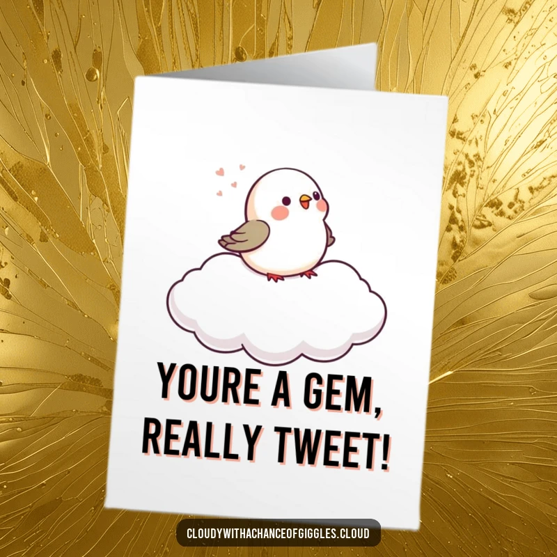 Free Printable Thank You Card: A sweet bird is perched on a cloud as it drifts peacefully, offering thanks.