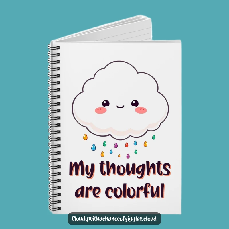 Funny Cloud Rain Notebook - Jot Down Happy Thoughts, Gift Idea