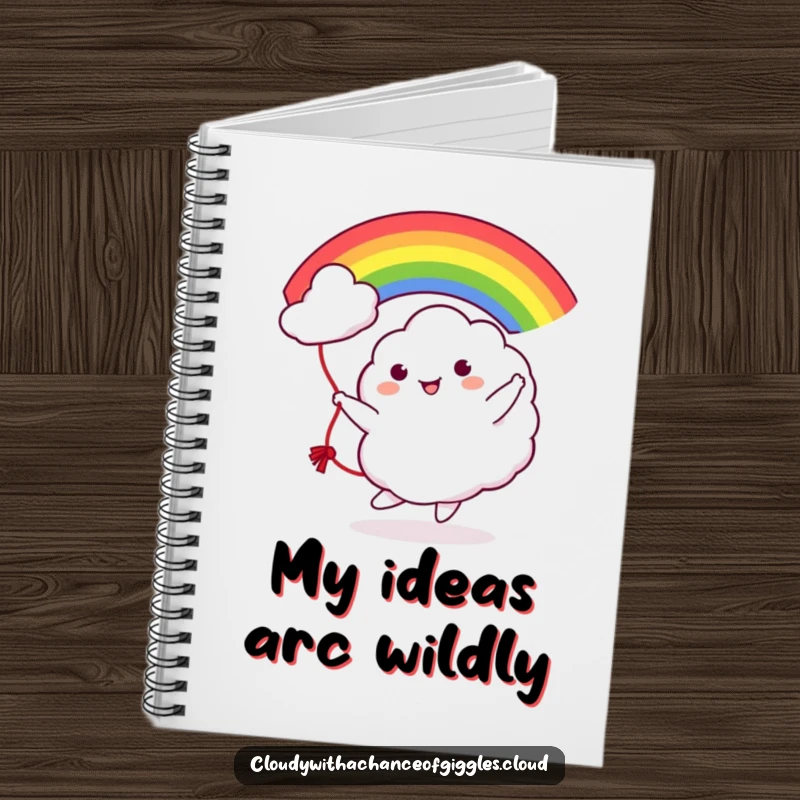 Funny Cloud Rainbow Jump Rope Notebook: Cute cloud character happily tossing a vivid rainbow, inspiring creativity and fun.